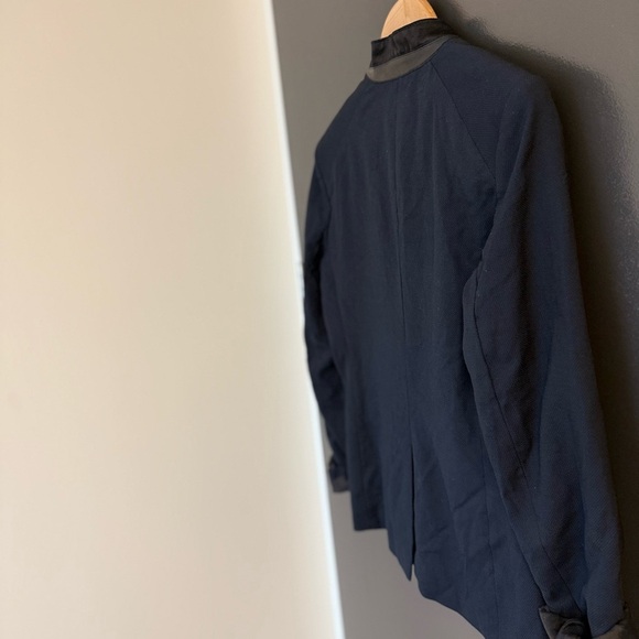 rag & bone GUC leather collar deconstructed tuxedo Navy/black leather - Picture 5 of 14